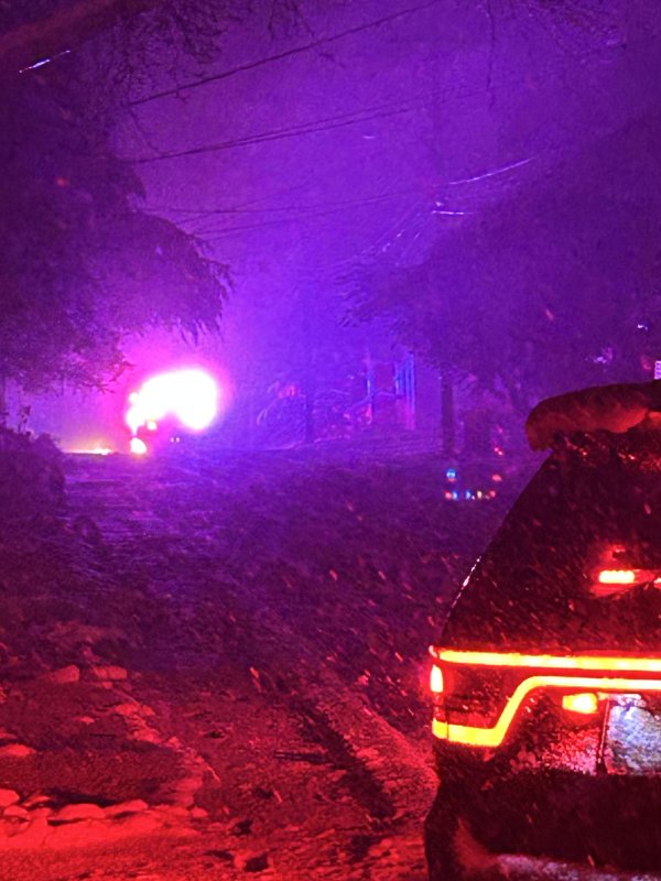 An Atlantic Street transformer surged after impaired primary electrical lines caused a power outage in Milton. KEVIN SPENCE PHOTO